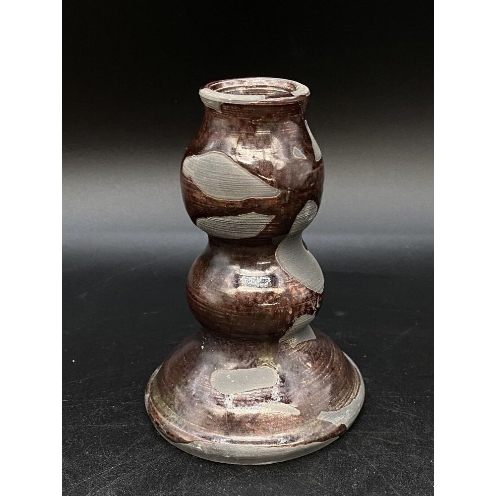 Raku Studio Pottery Ceramic Glazed Hand Crafted Candlestick 5” Signed Susan